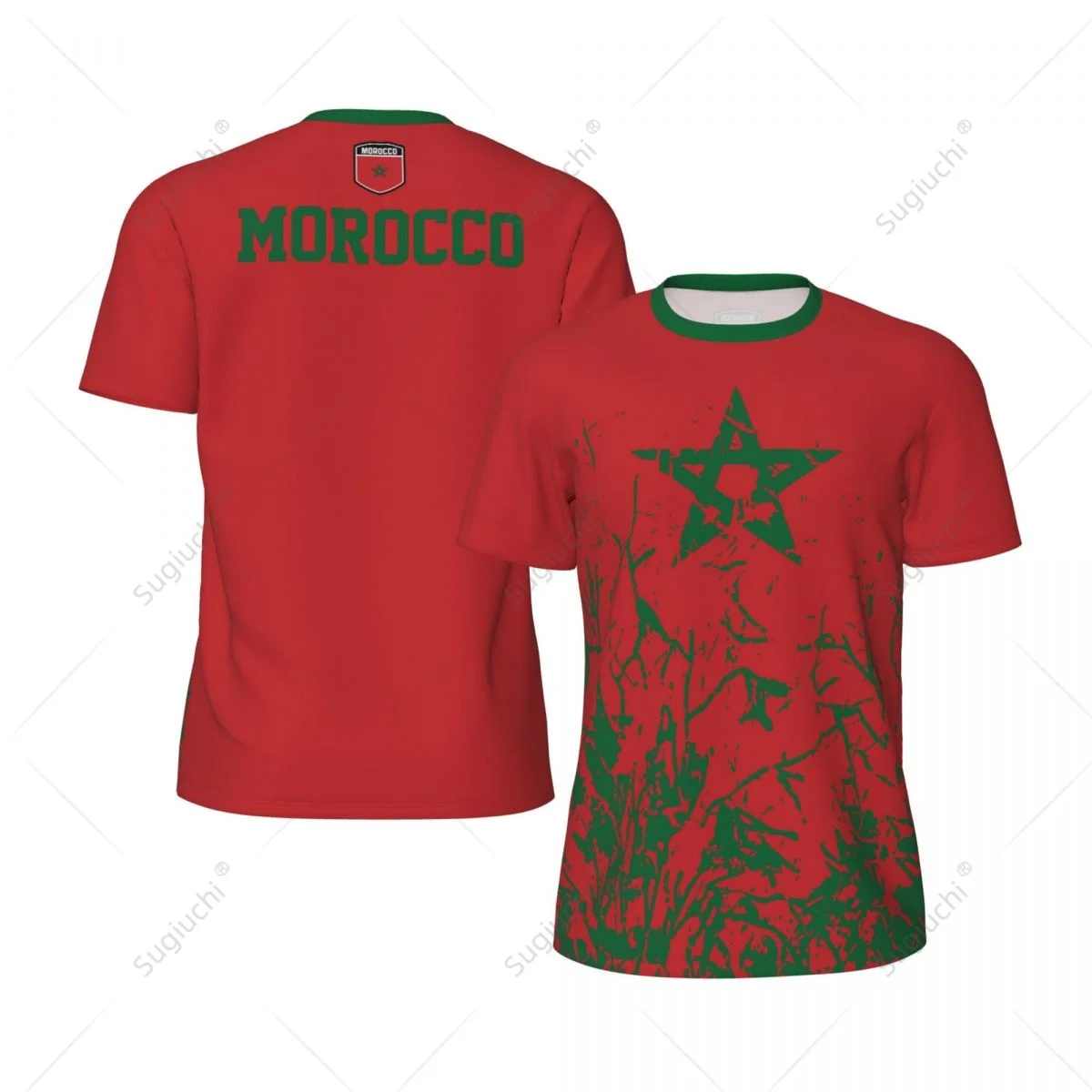 

Exclusive design Morocco Flag Grain 3D Printed Men For Running Bike Soccer Tennis Fitness Sports tshirt Mesh Fans Short T-shirt