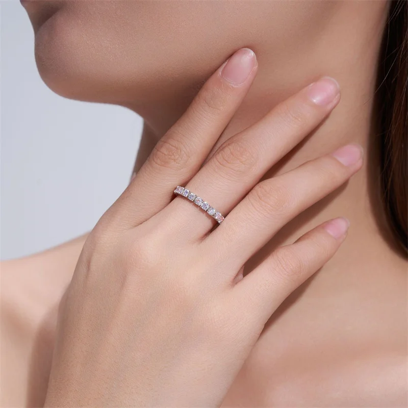 ZFSILVER Silver 925 Fashion Trendy Classic Design Moissanite Luxury Elastic Yarn Row Ring For Charm Women Wedding Jewelry R16798