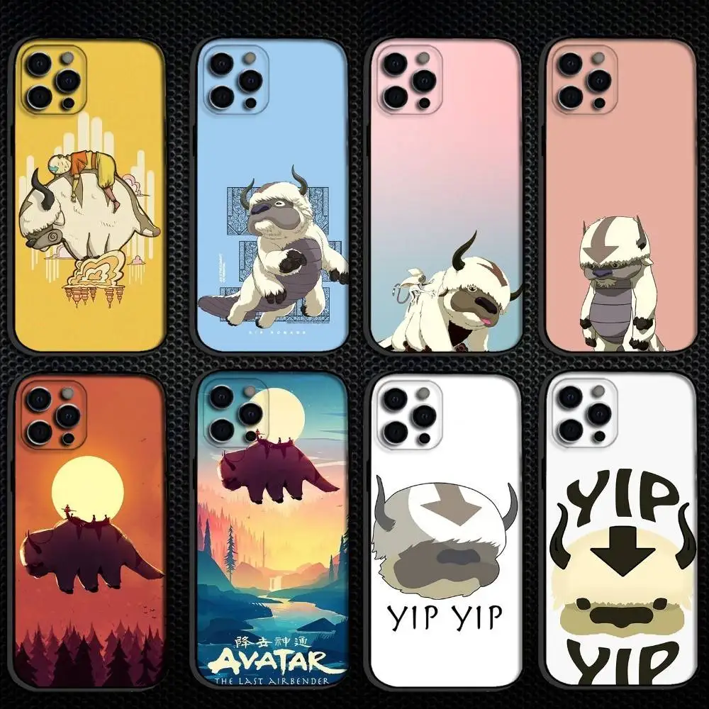 

A-Avatar Appa Yip Phone Case For iPhone 16,15,14,13,12,11 Plus,Pro Max, Soft Silicone Black Cover