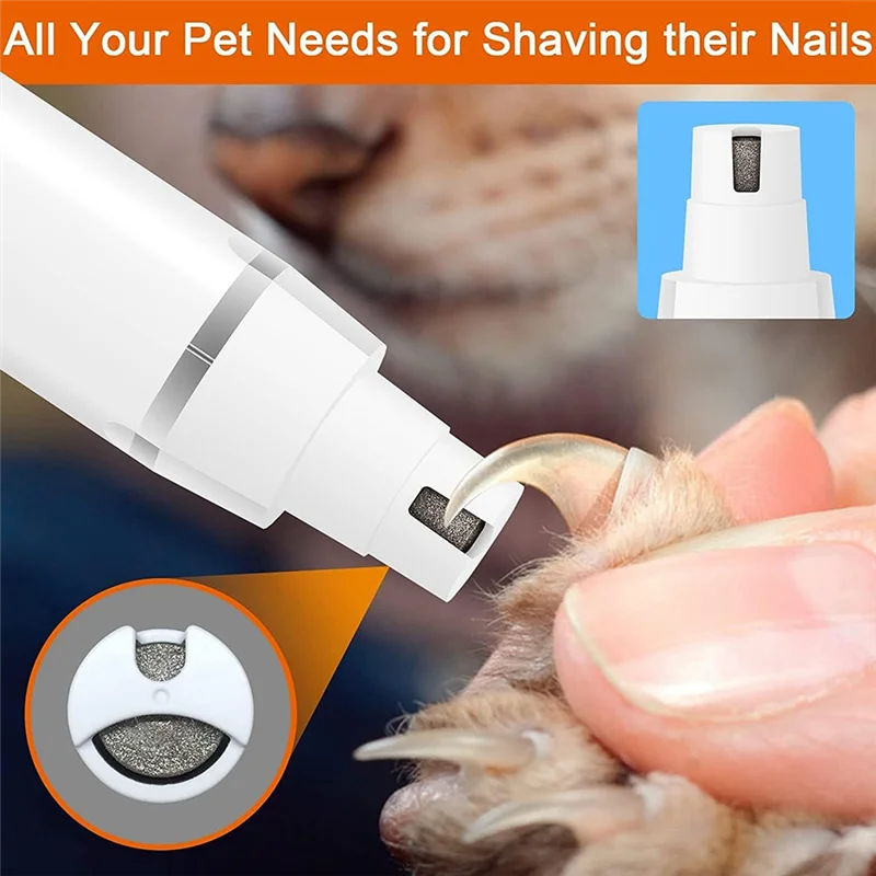 

A02M-Pet Hair Trimmer Grooming Set, Low Noise Claw Trimmer, Rechargeable Cordless Silent Nail Grinder