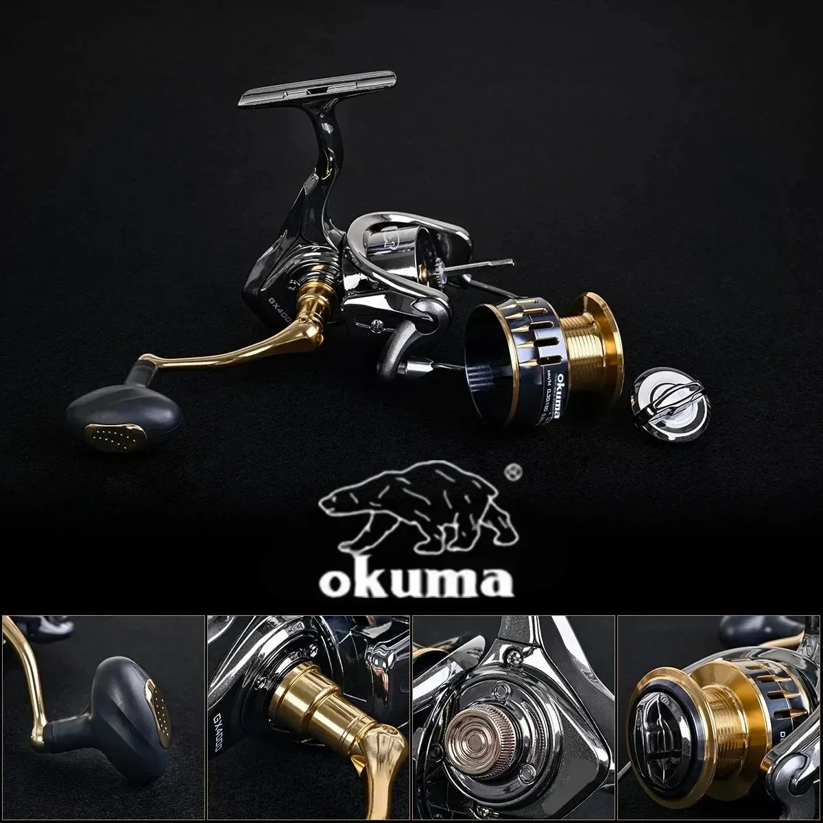 Okuma Vollmetall-Spinnrolle, 1000-7000 Typ, Ausgestattet mit Modischen Polarisierten Gläsern – Detail 9