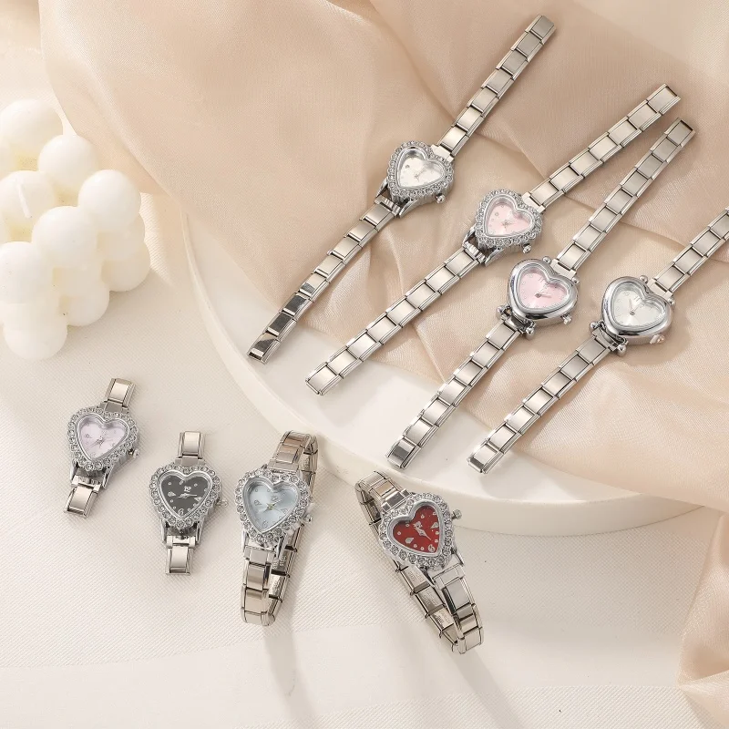 Nuevo Brazalete de Acero Inoxidable con Dijes Italianos de Zirconia de Alta Calidad en Forma de Corazón de 9 mm de Ancho para Regalos de Cumpleaños al por Mayor