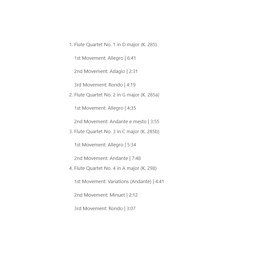 CD MOZART FLUTE QUARTETS DEBOST Style: موسيقى الغرفة الكلاسيكية، مرونة الفلوت والانصهار الدافئ للأوتار،