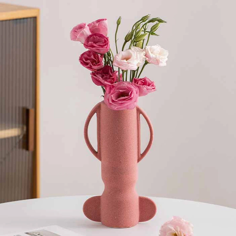 

ins frosted Nordic simple creative ceramic vase decoration dried flowers living room niche Irregular Ceramic Vase Living Room