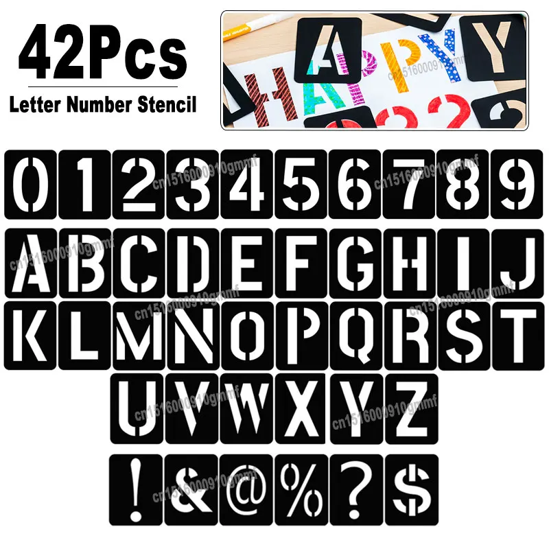 42Pcs Reusable Plastic Alphabet Letter Number Stencils Pattern DIY Decoration Art Graffiti Drawing Painting Craft Template Mold