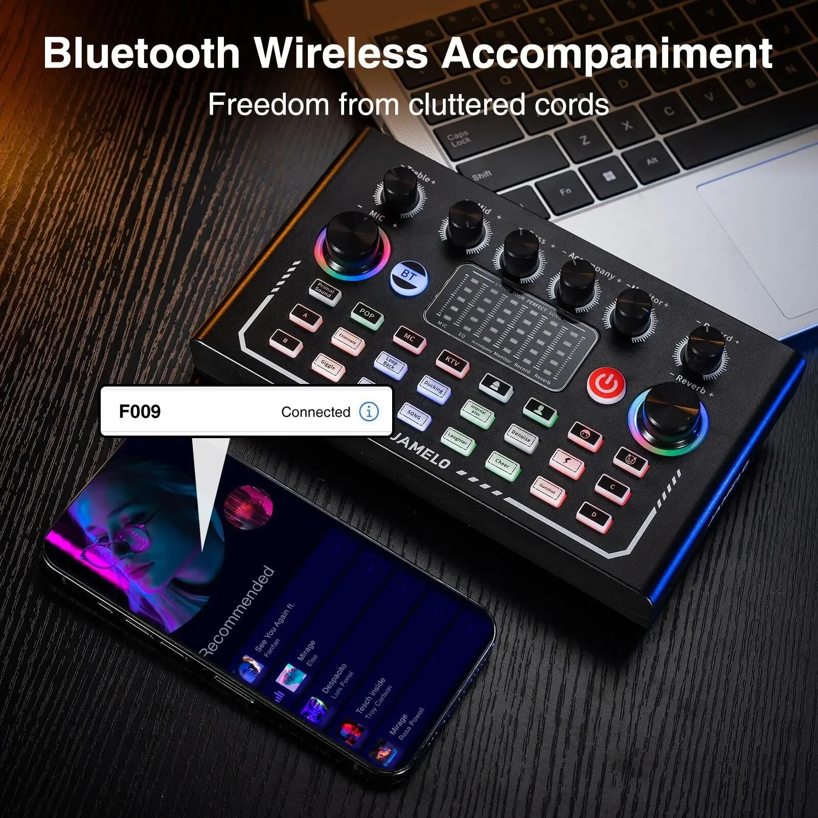 

Jamelo F009 Audio Mixer - Professional Sound Card for Gaming, Live Streaming & Podcast Recording