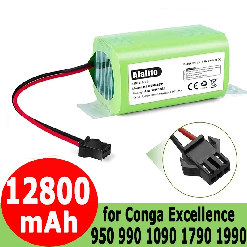 

14.4V12.8Ah Li-ion battery for Cecotec Conga Excellence 950 990 1090 Ecovacs Deebot DN621 601/605 Eufy RoboVac 35C Panda i7 V710