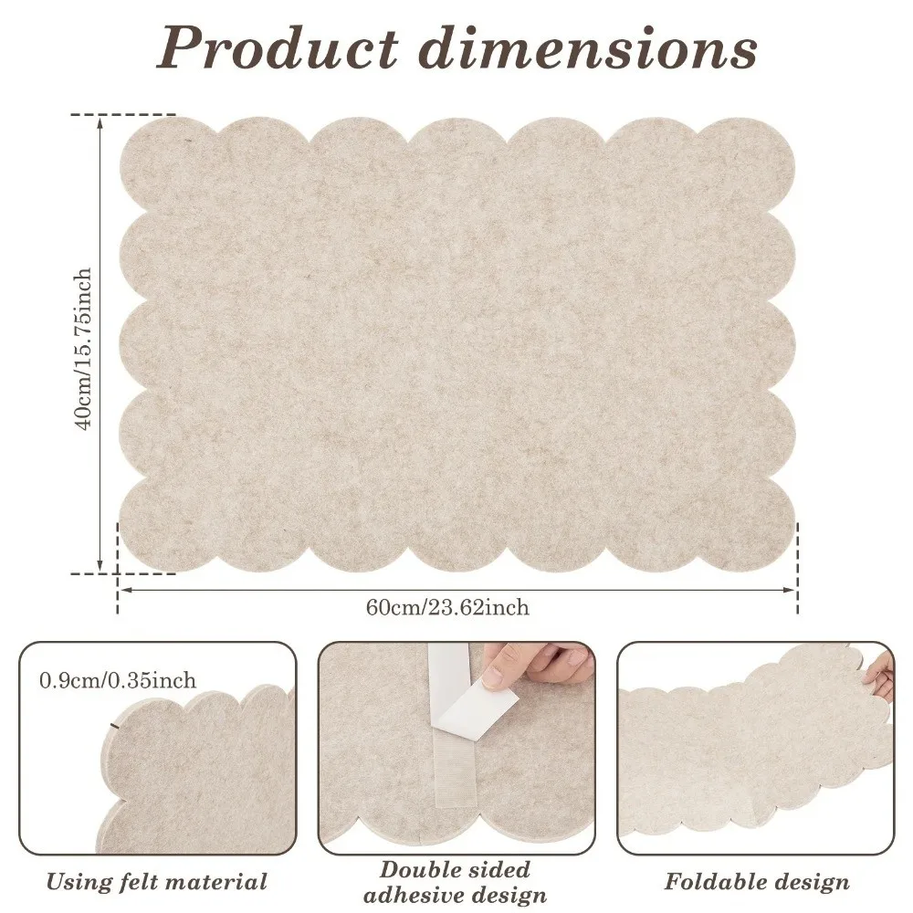 Felt Bulletin Board Large Scalloped Edges pin Board Multi-Use with Double Sided Adhesive Photo Display Board