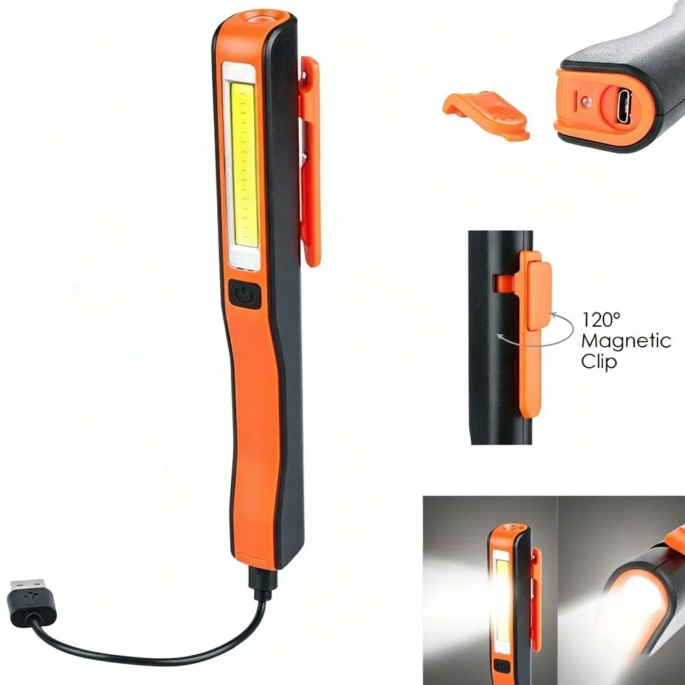 Multifunctional Rechargeable COB Work Light Mini Pen Clip LED Flashlight Strong Magnet Auto Repair Portable Inspection Torch