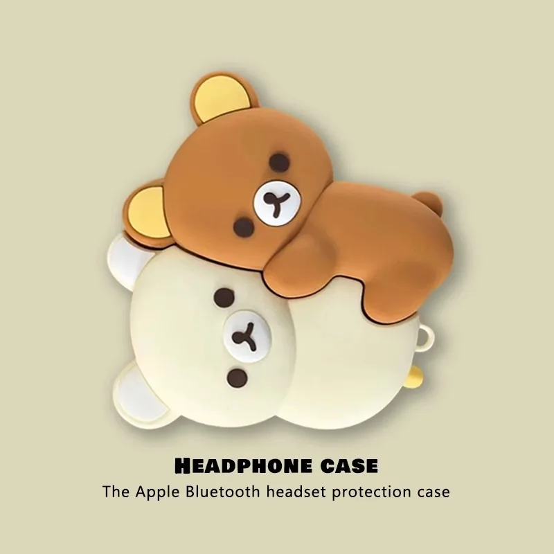 Cuddle Rilakkuma für Airpods 1 2 3 4 Pro Pro 2, Silikon-Kopfhörerhülle, Zubehör-Abdeckung