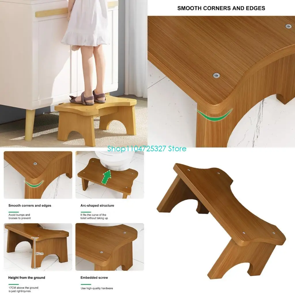 

D8KF Сверхмощный бамбуковый табурет для ванной комнаты с нескользящим основанием. Маленькие конструкции. Утолщенный табурет для