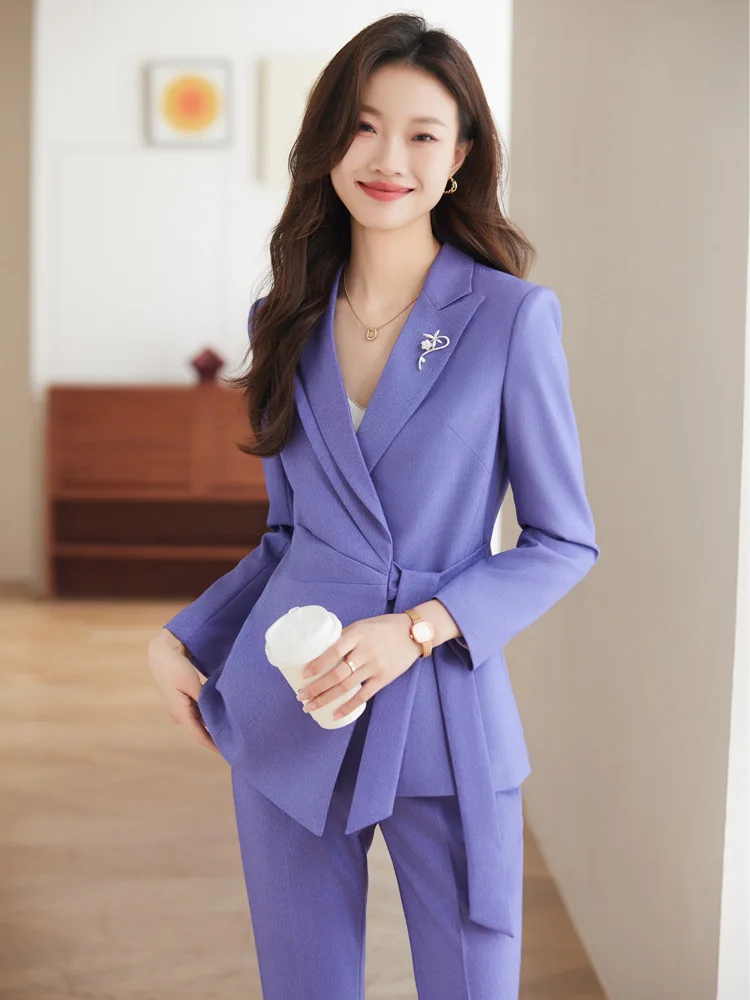 Pink Suit Women's Spring and Autumn2024New Business Suit Dignified Goddess Fan Gao End Host Formal Suit