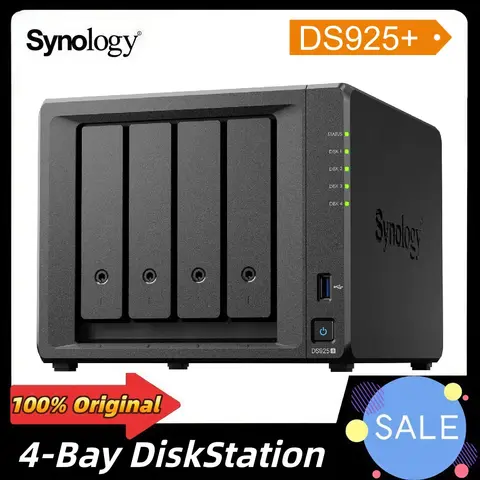 Synology DS925+ 4-Bay NAS Enclosure 4GB DDR4 ECC SODIMM 4-Bay DiskStation Network Cloud Storage Server (Diskless)