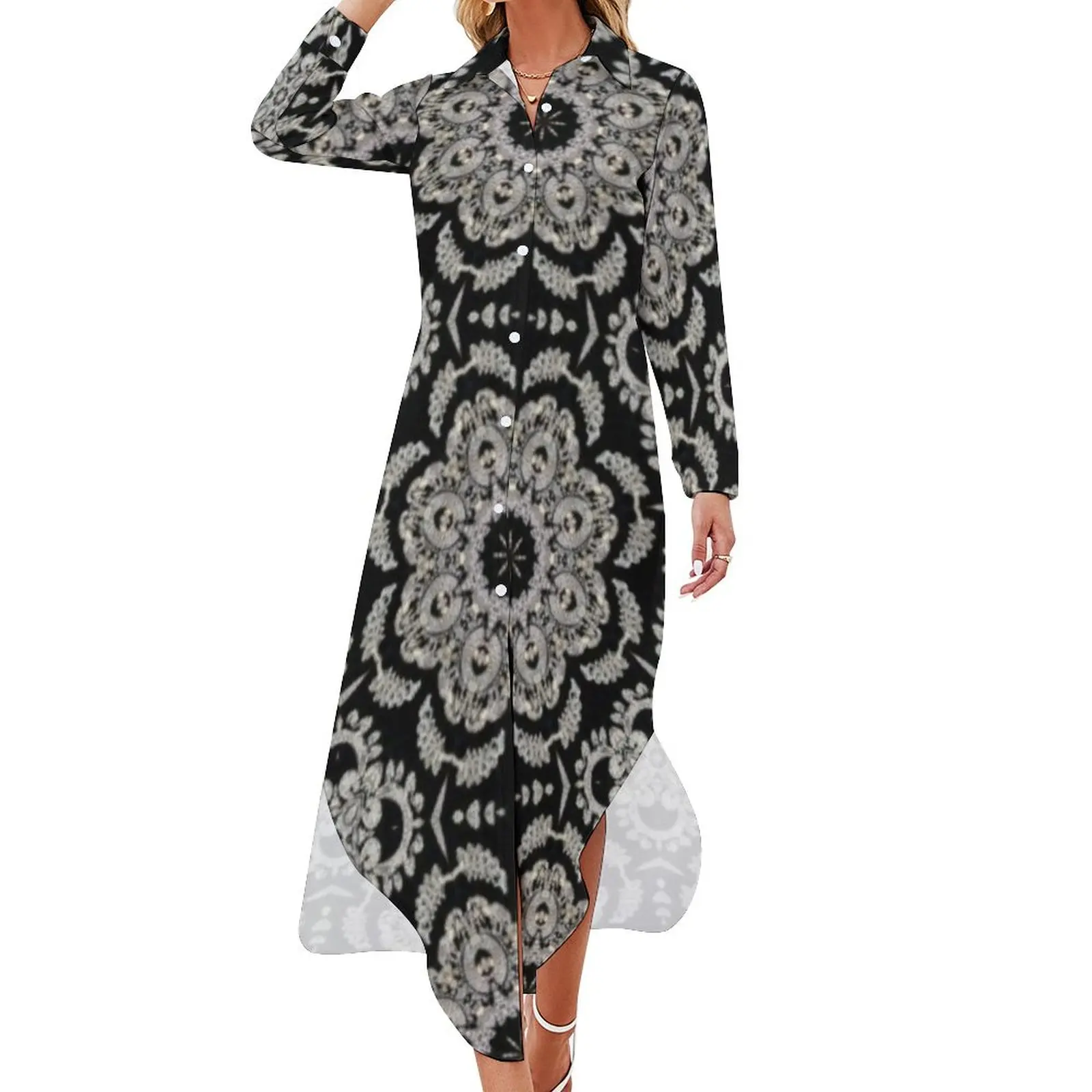 

Oriental Rug Design Long Sleeved Shirt Dress african dresses for woman long sleeve dresses party dresses women