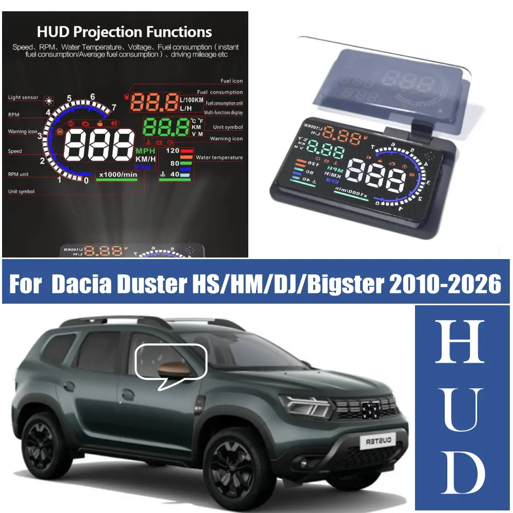 Car LED Windshield Projection Head Up Display HUD For Dacia Duster HS 2010-2017 HM 2017-2024 DJ 2024-2026 Bigster 2025-2026