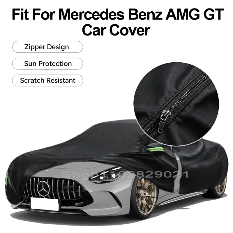 Zipper Door Waterproof Car Cover For Mercedes Benz AMG GT Windproof Dustproof UV Protection All Weather Auto Protector