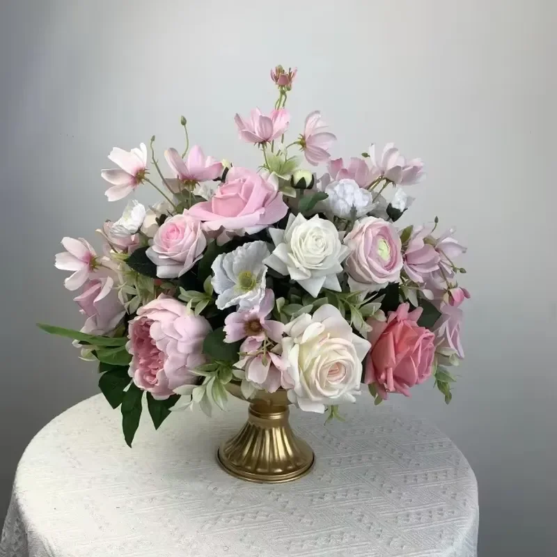 Customized artificial real touch wedding desktop flower ball arrangement Chinese event decorative table ornament