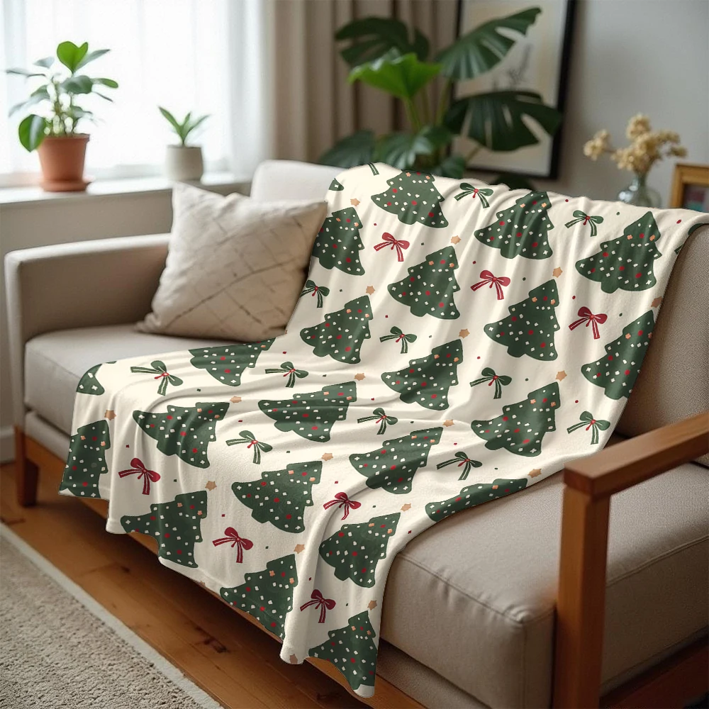 Christmas Tree Ultra Soft Sherpa Fleece Blanket Fluffy Warm Halloween Cozy Throw for Sofa Couch Bedroom Gift All season