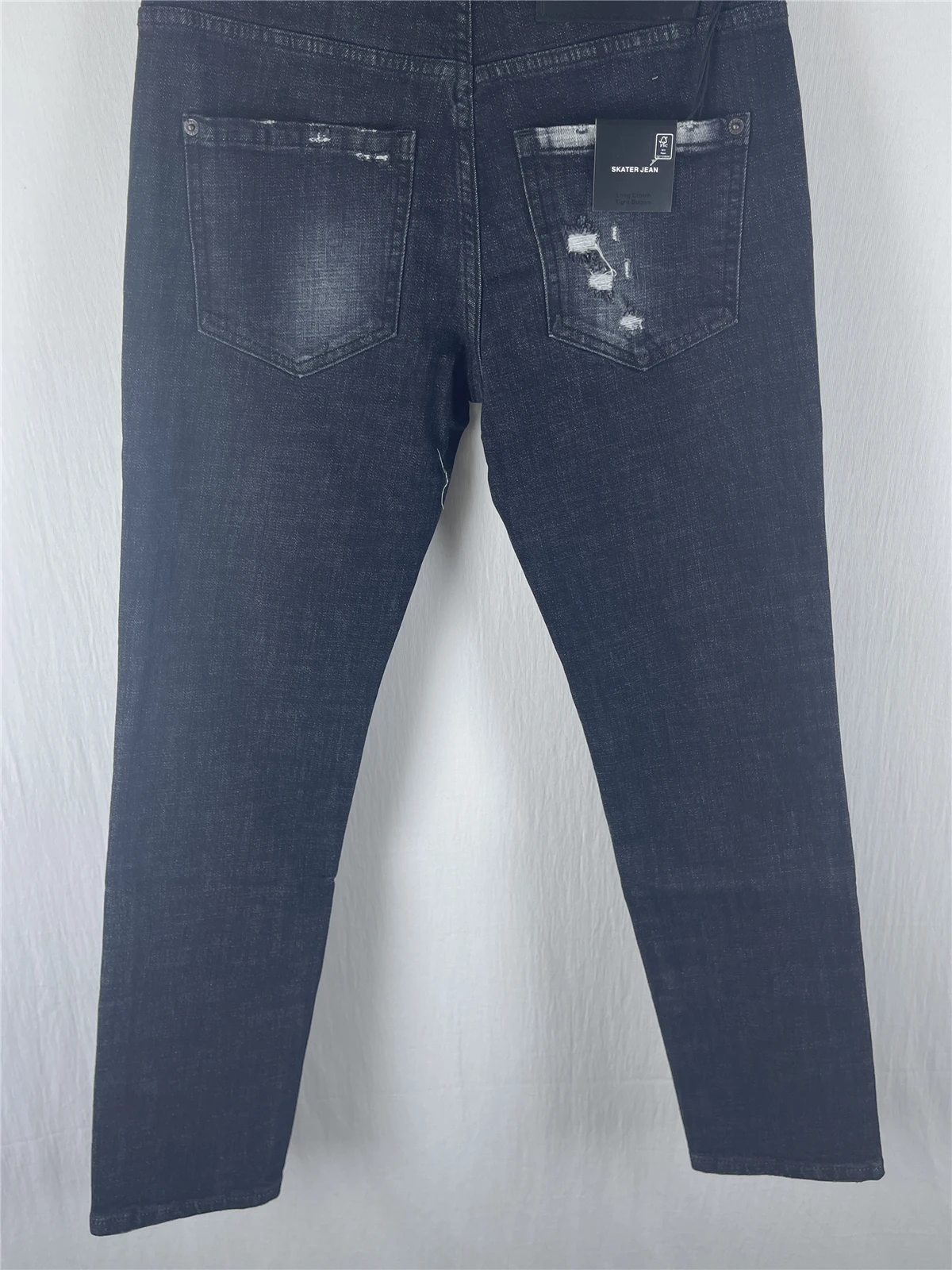 

6087, новые весенне-летние мужские джинсы, потертые шлифовальные отверстия, патч-краска, черные джинсы с трехмерным вырезом для мужчин