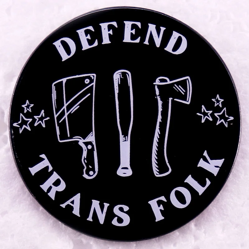 Defend Trans Folk Enamel Pin Trans Rights Are Human Rights Badge Brooch Trans Pride Pin