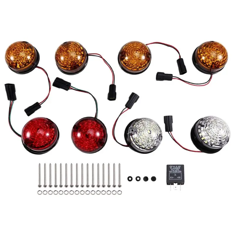 Classy-LED Tail Lights Front & Rear Indicator Turn Signal Light Side Marker Lamp Kit For Land Rover Defender 90 / 110 1990-2016
