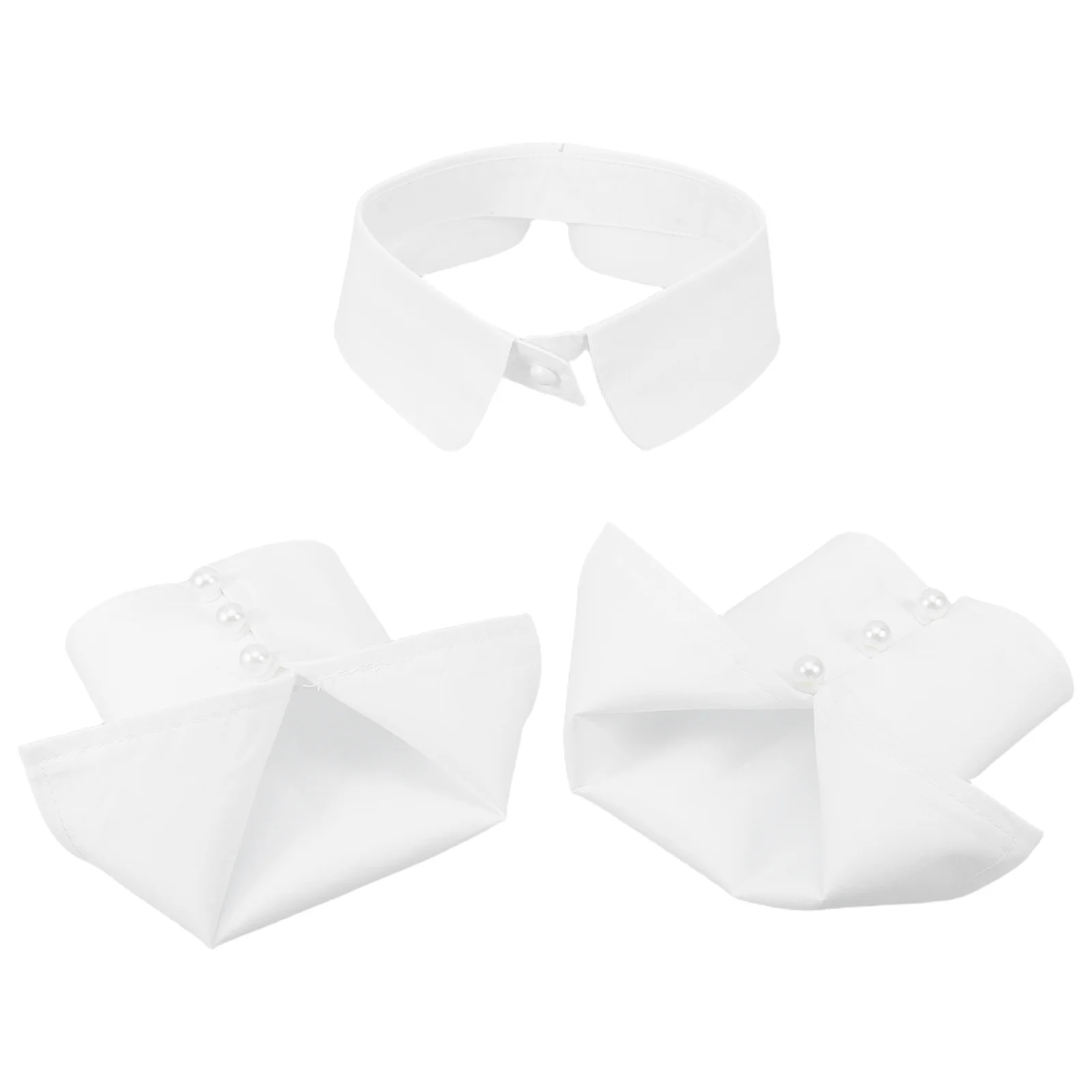 

1Set Detachable Collar and Cuff Set Fake Half Shirt Collar Soft Polyester Cotton Neck Accessories for Office Party Costume