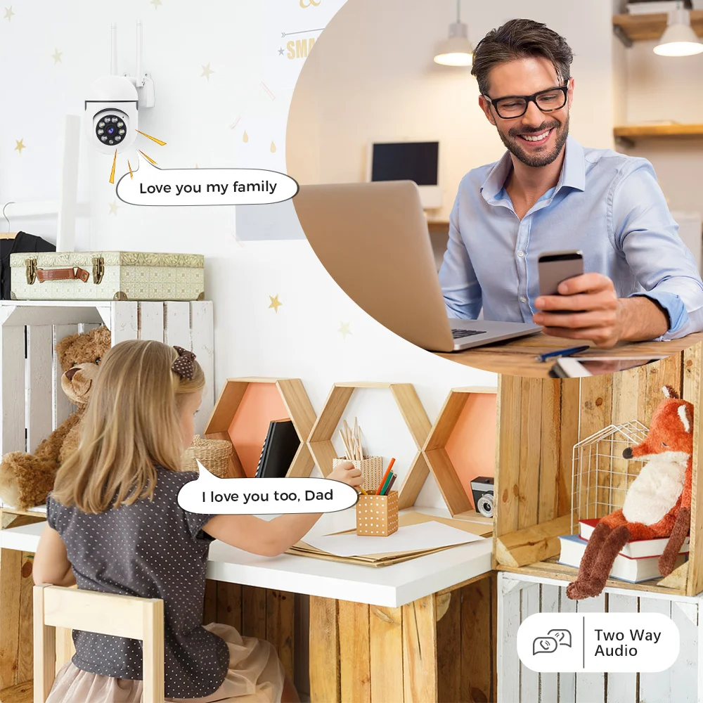 كاميرا مراقبة واي فاي فائقة الدقة بدقة 3 ميجابكسل قابلة للإمالة 355 ° /90 °   كاميرا IP مع كشف الحركة الصوتية في اتجاهين للرؤية الليلية ومراقبة المنزل #3