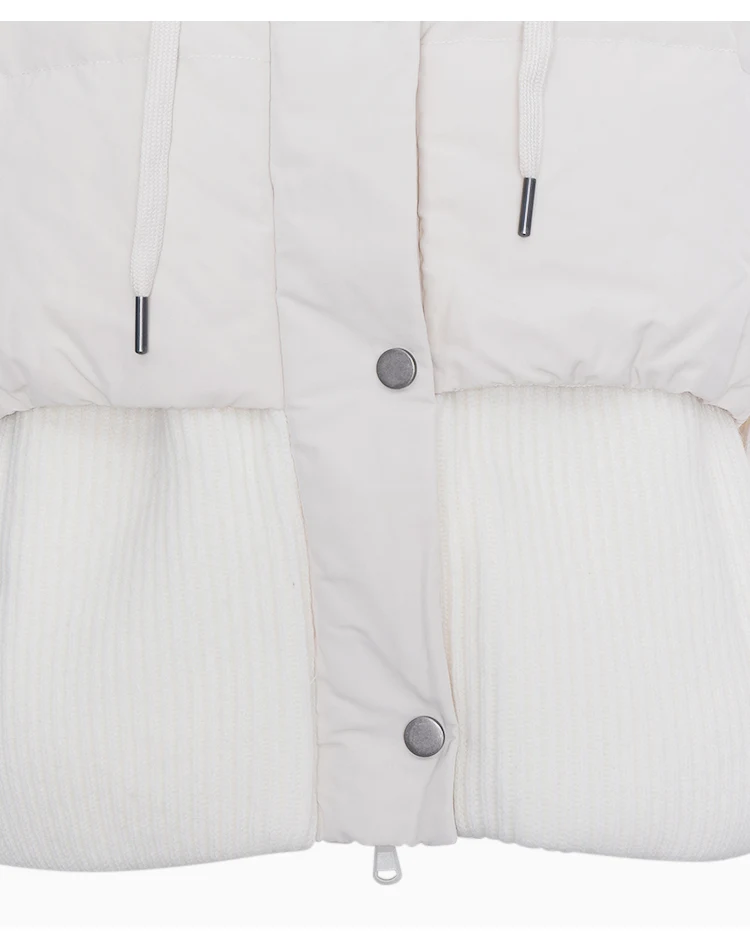 BC800 High Quality Luxury Wool Patchwork White Goose Down Jacket Winter Women's Clothing