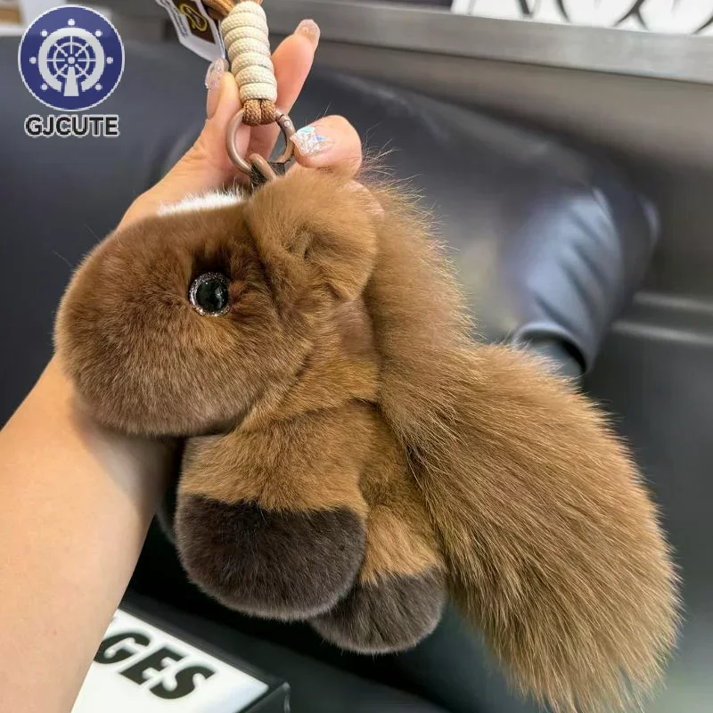 렉스 토끼털 조디악 말 플러시 장난감; 독특한 가방 펜던트 및 열쇠고리 새해 선물