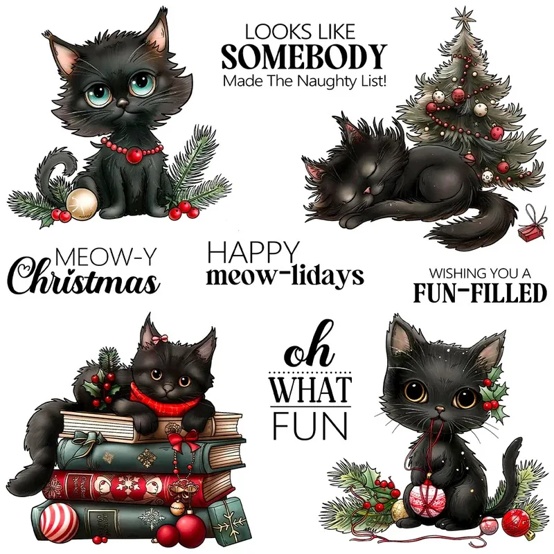 

Christmas Series Cute Cats Stamps Cute Animals DIY Scrapbooking Supplies Silicone Stamp For Card Making Albums Decor