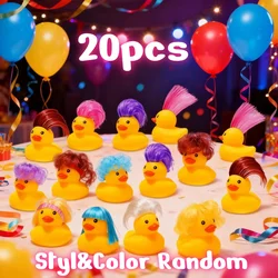 20pcs Rubber Ducks Bath Toys with Wig, Cute and Funny Small Rubber Ducks Bathtub Toys Shower Toys