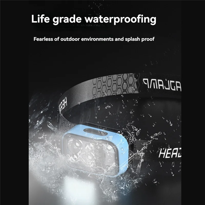 A18E-مصابيح أمامية بمستشعر حركة LED كشافات أمامية قابلة لإعادة الشحن، عصابة رأس قابلة للتعديل للتخييم والجري والمشي