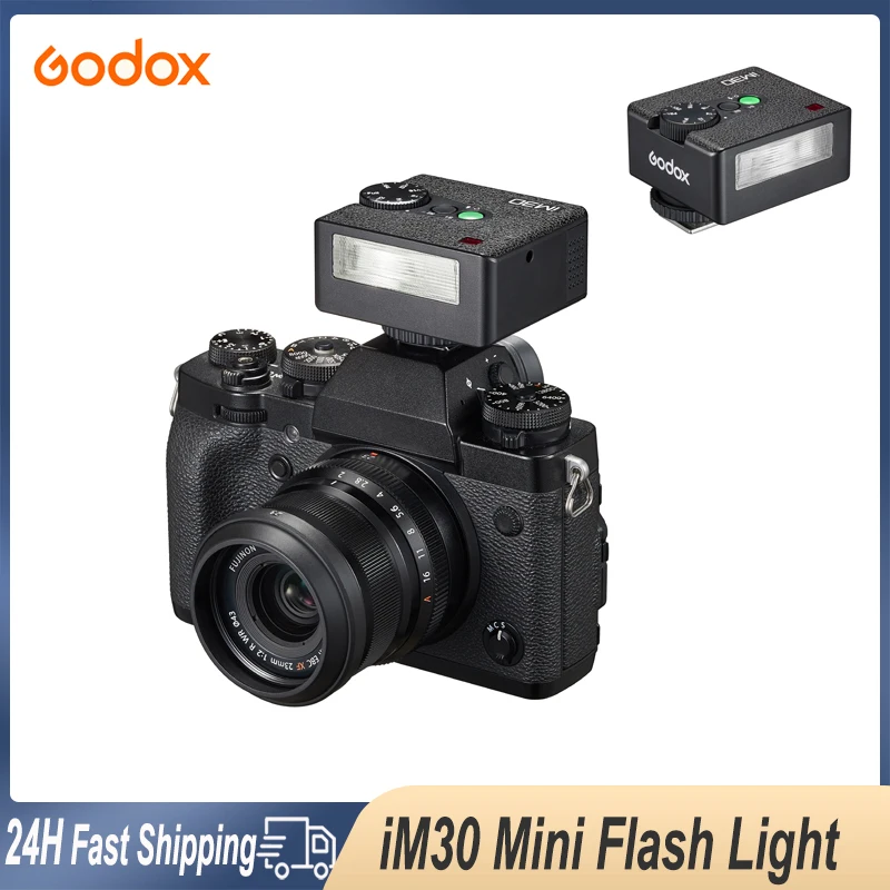 

Вспышка Godox iM30 для мини-камеры, карманная вспышка с креплением на горячий башмак, со встроенным аккумулятором для цифровых зеркальных камер Sony, Nikon, Canon, Olympus, Panasonic