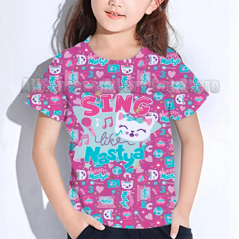 T-shirt Kawaii pour enfants, comme Nastya, vêtements décontractés pour garçons et filles, dessins animés animés, cadeau d'anniversaire, t-shirts