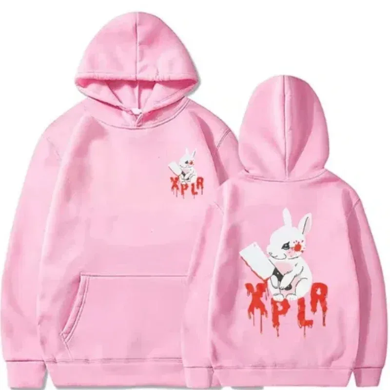 2025Sam Xplr Merch Colby 秋の帽子付きスウェットシャツ、ウサギポケット付きスウェットシャツ、メンズカジュアルファッションスウェットシャツ、プリントスウェットシャツ