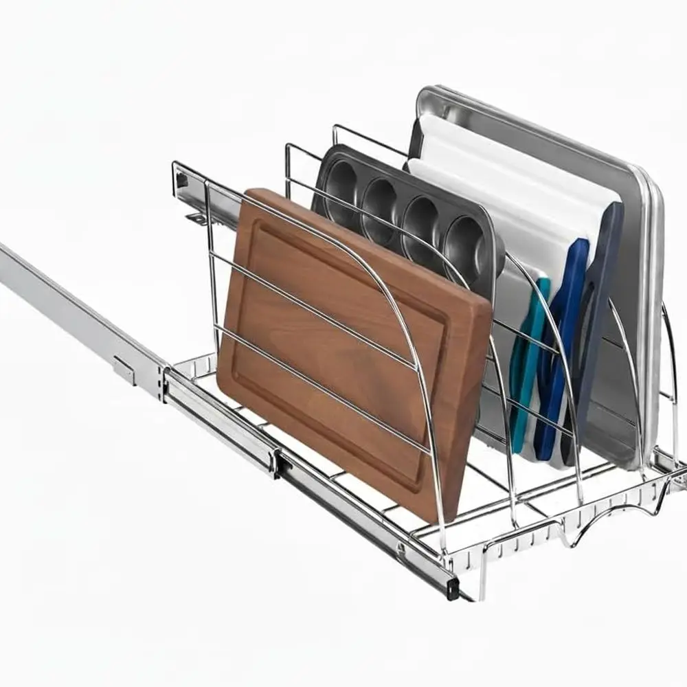 منظم كروم عالي التحمل قابل للتعديل لأدوات الخبز وألواح القطع والصواني - يناسب الخزائن الضيقة، 12.5 عرض × 21 عمق × 11 ساعة #5