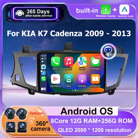 기아 K7 카덴자 2009-2013용 안드로이드 오토 카플레이 지원 카 라디오 스테레오 GPS 네비게이션 멀티미디어 플레이어 4G WIFI 헤드 유닛 BT DSP