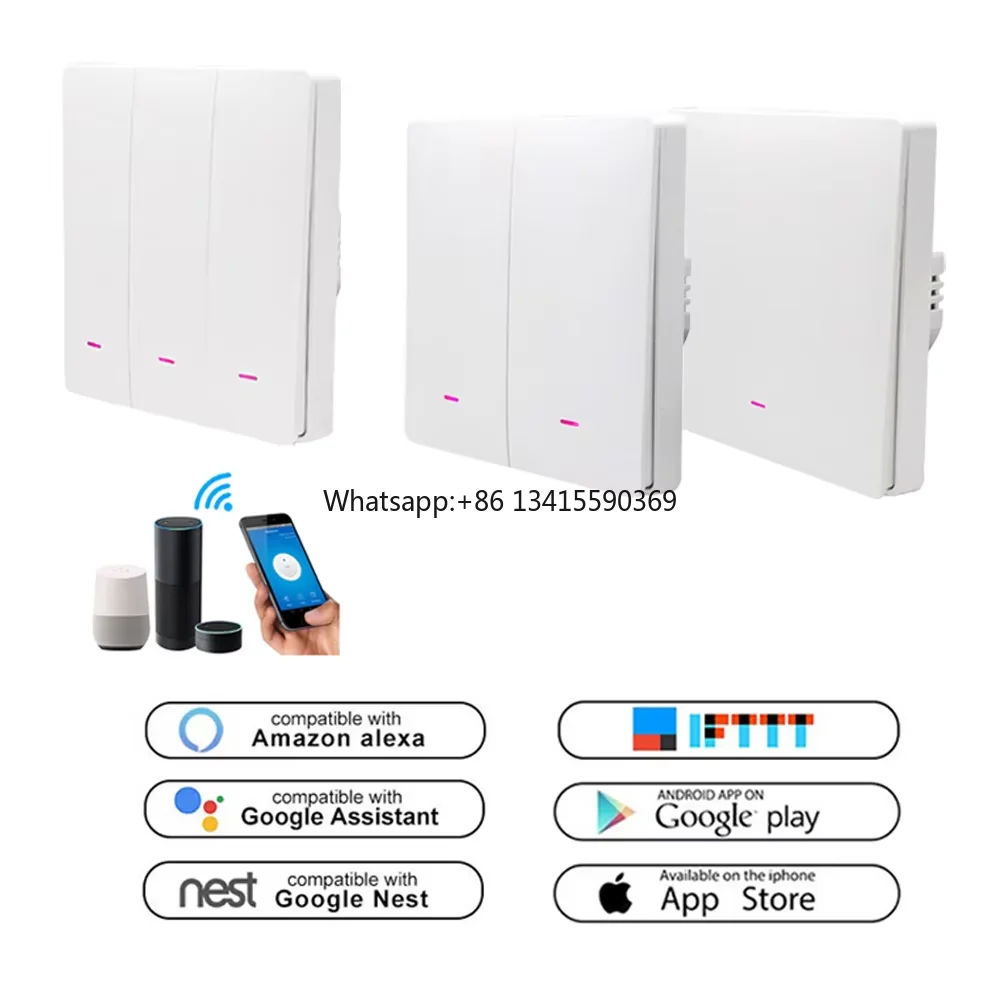 

PS5-1 / PS5-2 / PS5-3 Tuya Alexa Voice Control With Button Wifi Smart Switch