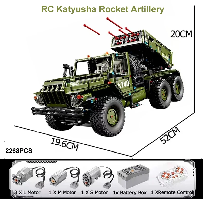 WW2 Military Weapon RC BM13 Katyusha Rocket Launcher Card 27 Helicopter Building Block Bricks Off-Road Vehicle SUV T34 Tank Toys