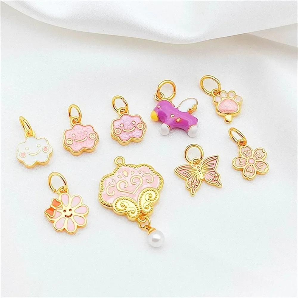 

DIY18K Gold-plated Ruyi Lock Small Flower Butterfly Auspicious Cloud Pendant Accessory Diy Bracelet Necklace Accessory