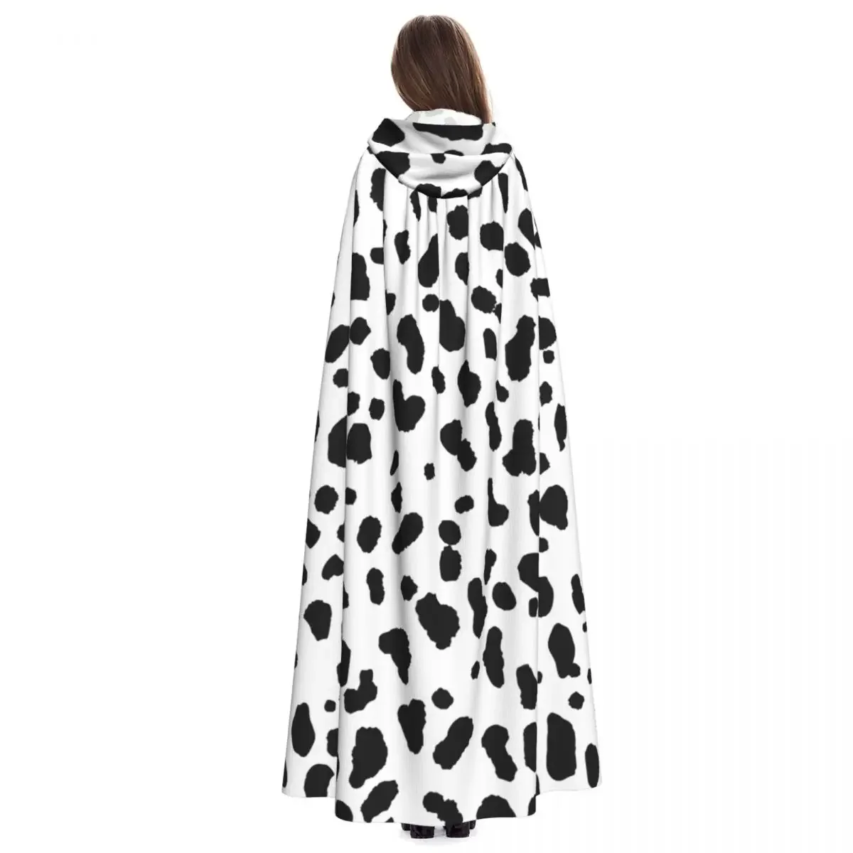 Dalmatian Dog Print Unisex Witch Party Reversible Hooded Adult Vampires Cape