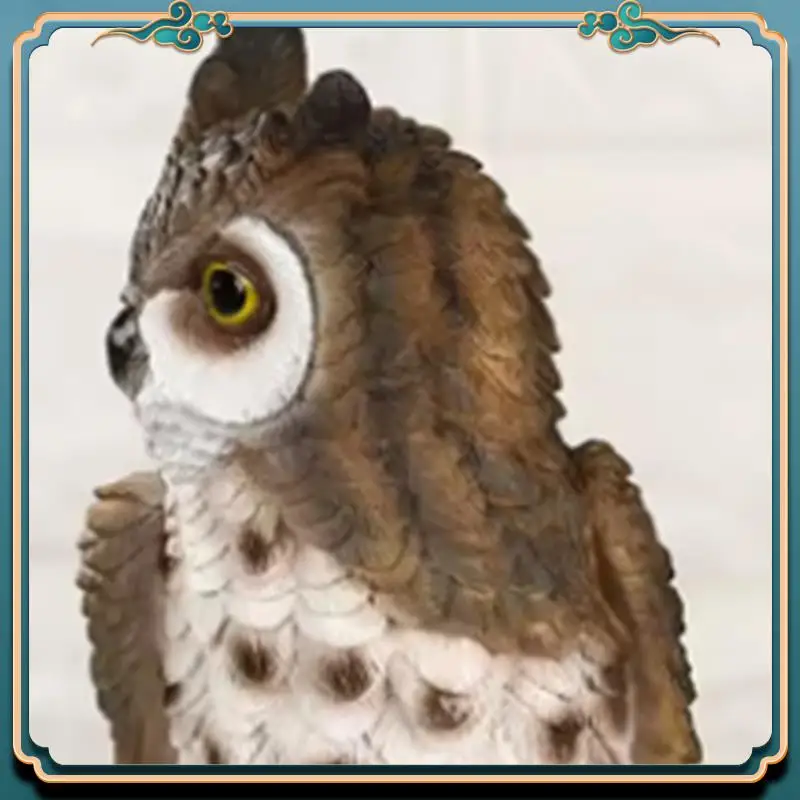 (New)-Resin Owl Statue Bird Garden Sculpture Art Figurine Decorations For Indoor/Outdoor Lawn Yard Porch Desktop Ornaments