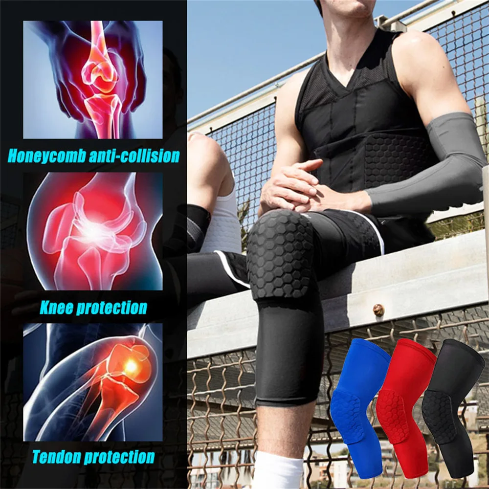 1PC Basketball Knee Pads Sleeve Honeycomb Knee Brace Elastic Kneepad Protective Gear Patella Foam Support Volleyball Support