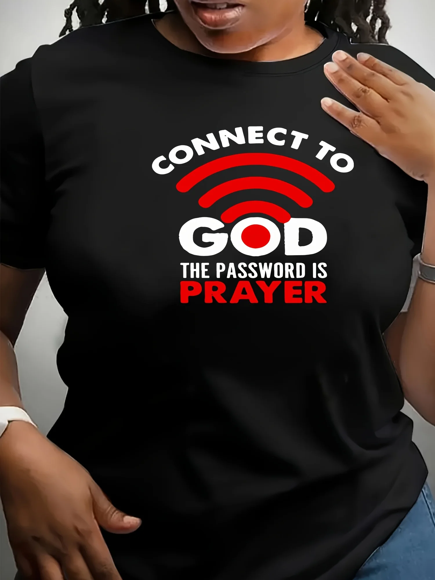 T-shirt Connect To God pour femme, col rond, manches courtes, décontracté, respirant, vêtements de sport, mode Harajuku, streetwear