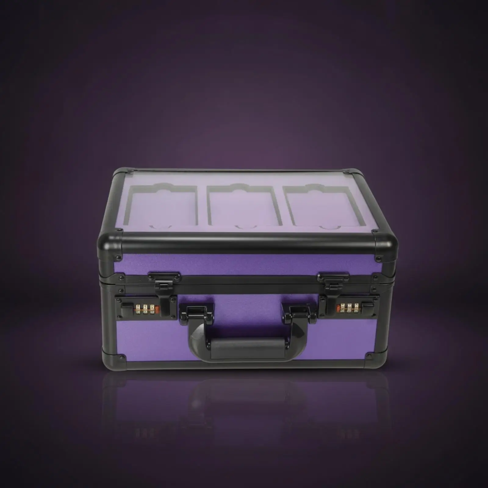 Portable Collectible Card Box with Transparent Top and Carrying Handle for Sports Trading Cards Storage