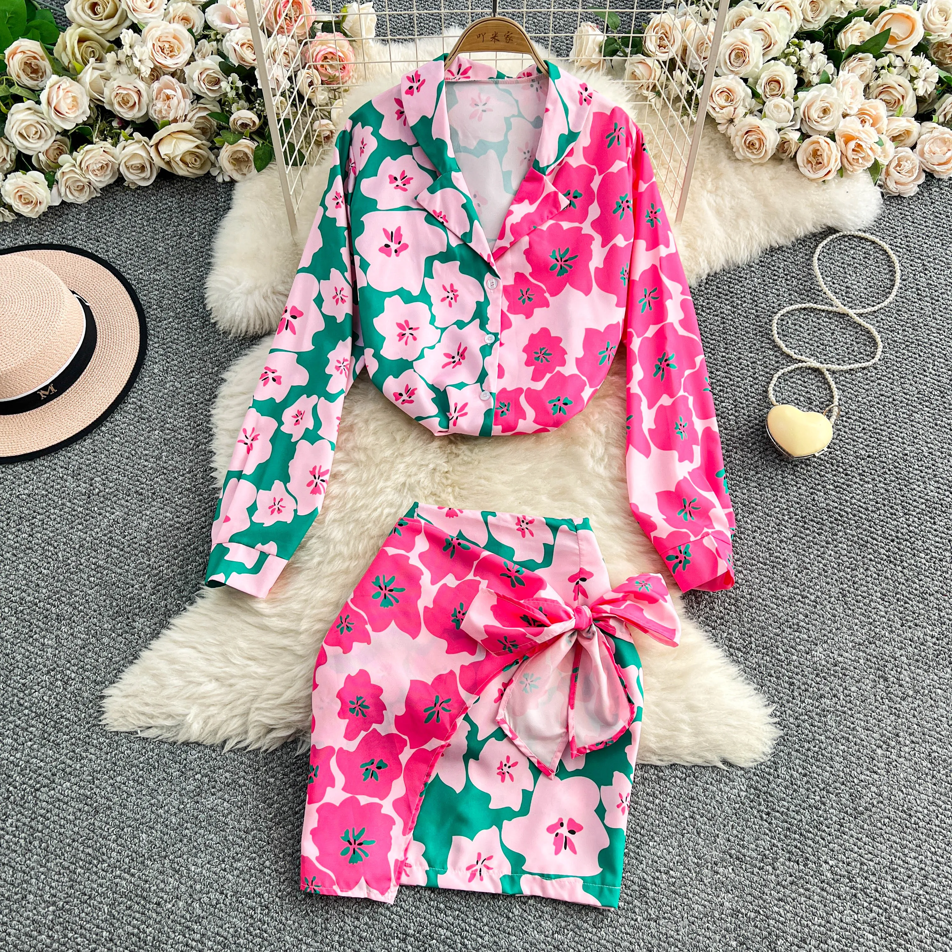 

Женский комплект с тропической юбкой с цветочным принтом, комплект из 2 предметов, сексуальный горячий милый костюм, женский богемный летний костюм для путешествий, праздника, вечеринки, ночного клуба