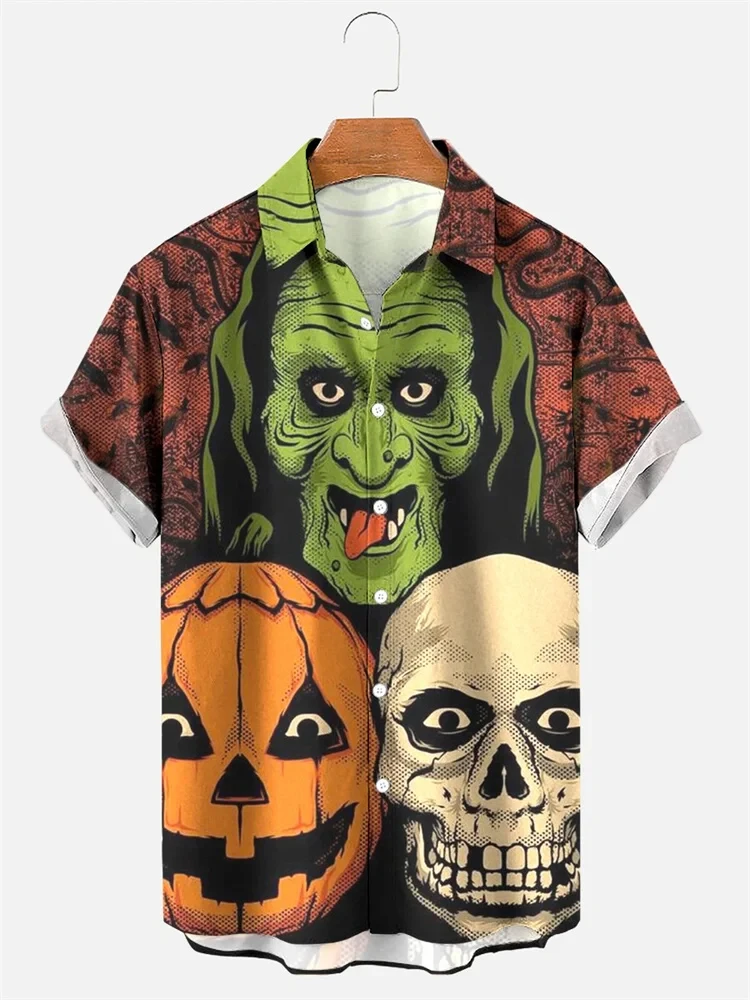 Skull Pattern 3D Printed Men's Shirt Man Women Casual Fashion Short Sleeves Shirts Hawaiian Streetwear Oversized Unisex Clothing