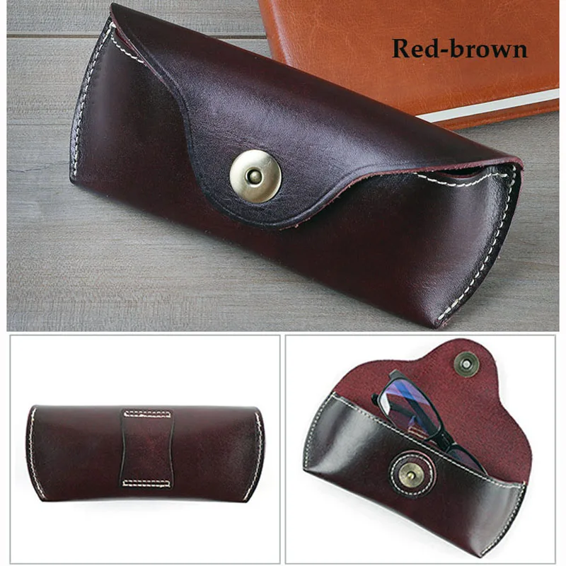 Women Belt Bag Genuine Leather Glasses Case Box Handmade Hard Waist Bag Man Belt Pouch Eyeglasses Cases Eyewear Holder Cover