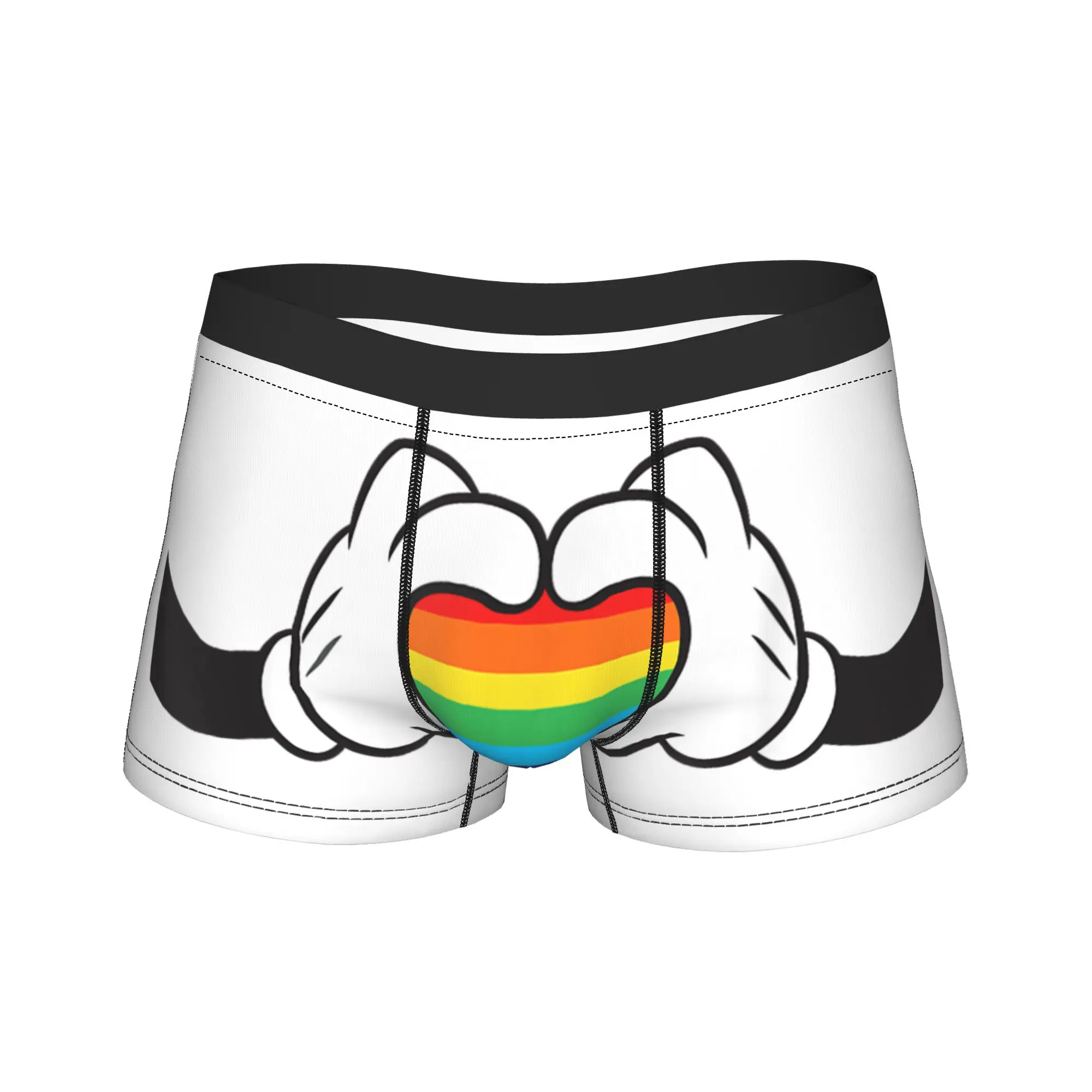 

Мужские трусы с принтом Микки Мауса и радужными руками, классические шорты-боксеры, качественные трусы, большие размеры, 2XL