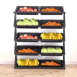 Supermarket Shelf Retail Shelves with Basket 5 Tier Grocery Store Fruit and Vegetables Display Stand